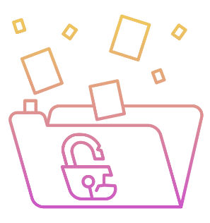 File folder icon with broken lock, symbolizing data privacy issues 